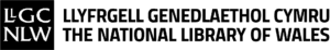 Logo with text: LLGC NLW on the left and Llyfrgell Genedlaethol Cymru The National Library of Wales in bold letters on the right.