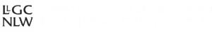 The logo of the National Library of Wales with its Welsh and English names displayed in bold, modern typography.